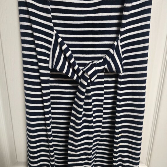 Anne Taylor The Loft Size XL Navy Blue White Striped Front Tie Dress Worn Once - Picture 6 of 12